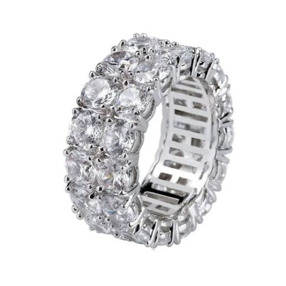 New Men’s Silver Diamond CZ Bling Ring - Picture 3 of 5